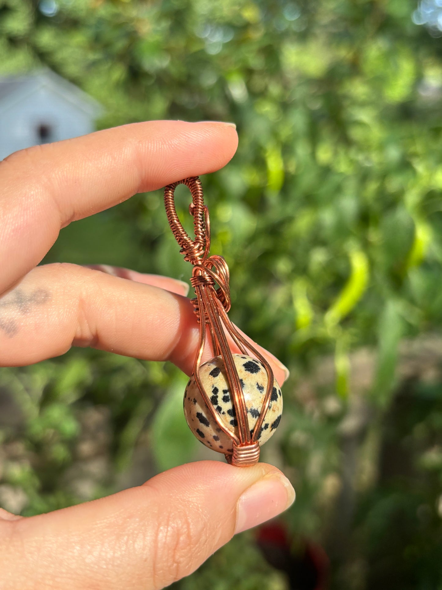 Dalmatian Jasper Spinner Fidgeting Pendant