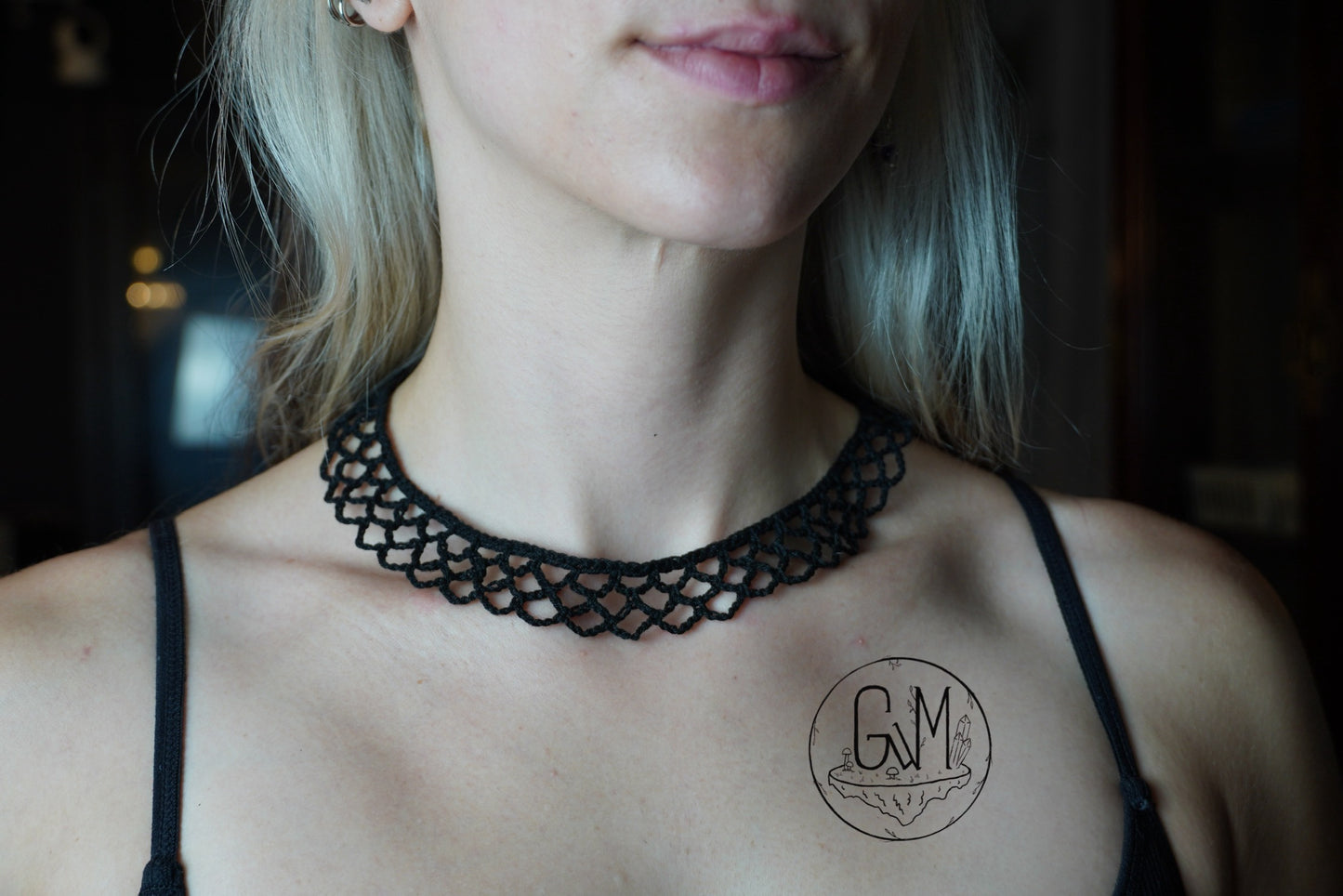 Crocheted Black Lace Collar