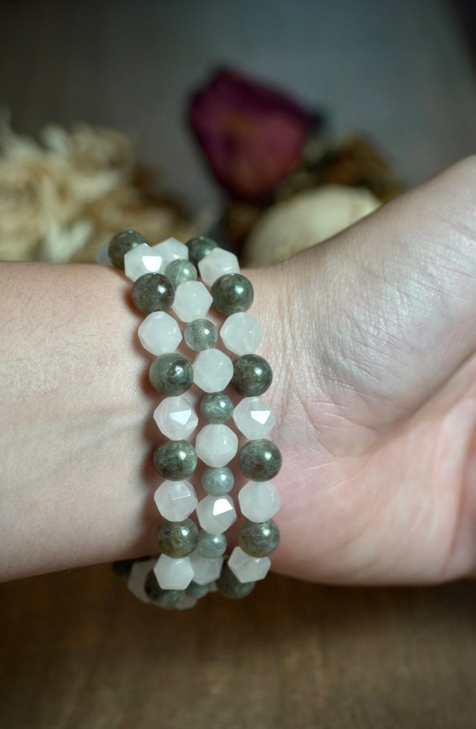 Faceted Rose Quartz & Labradorite Bracelet