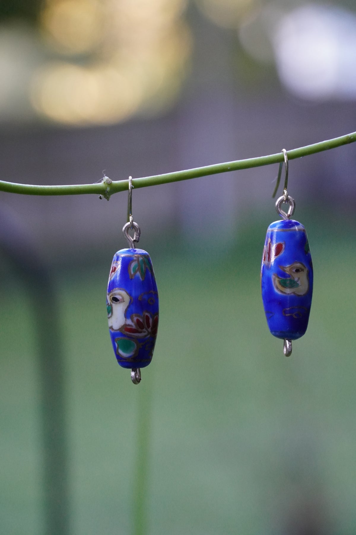 Blue Ceramic Bead Earring