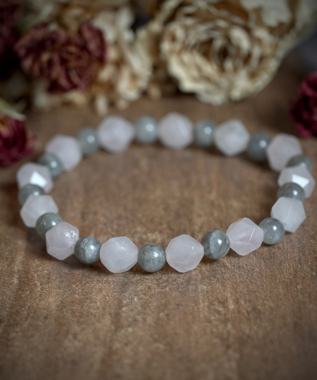 Faceted Rose Quartz & Labradorite Bracelet