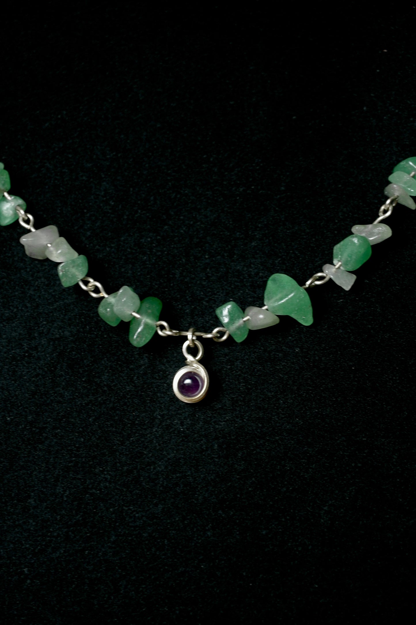 Sterling Silver Amethyst & Aventurine Choker