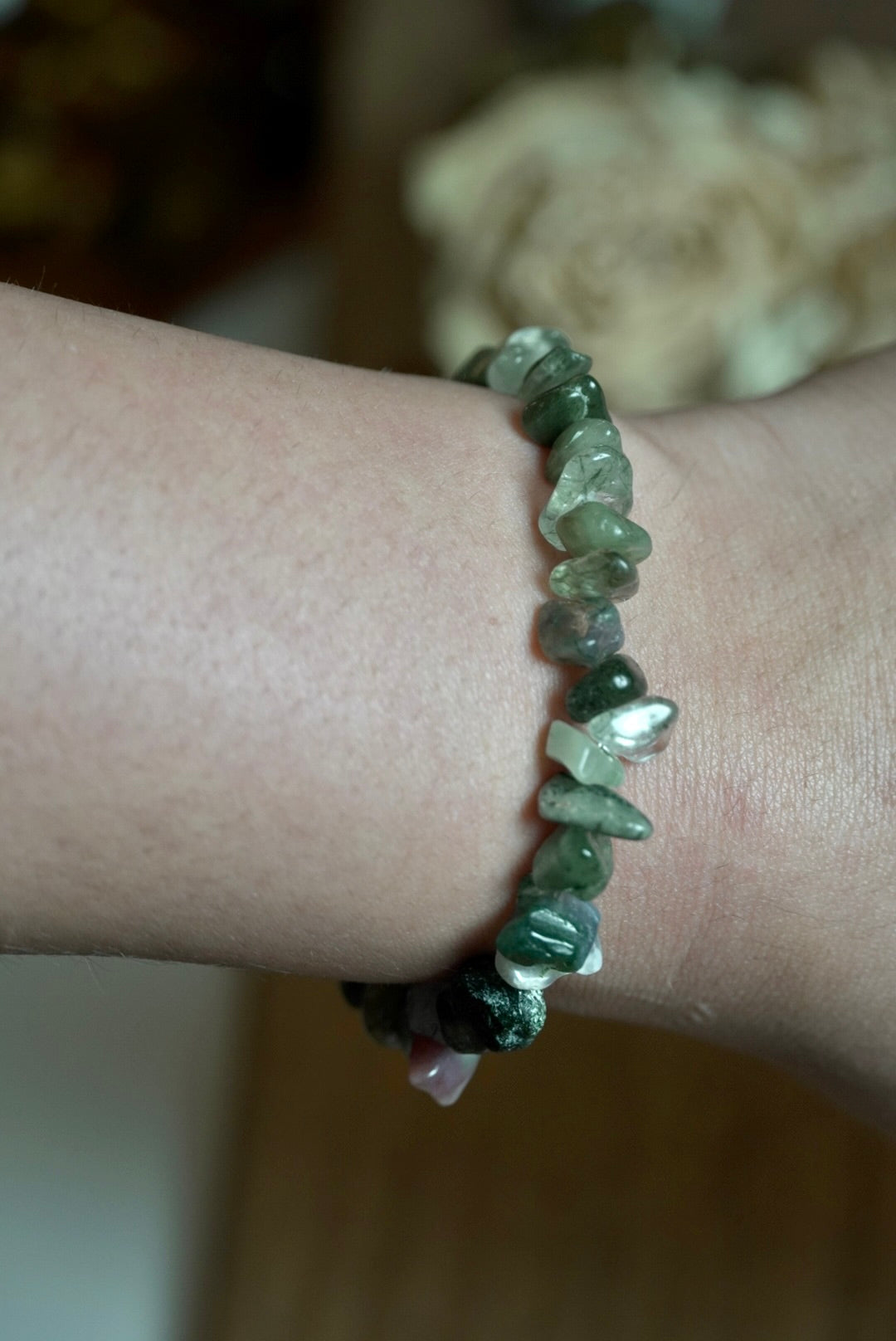 Moss Agate Chip Bracelet