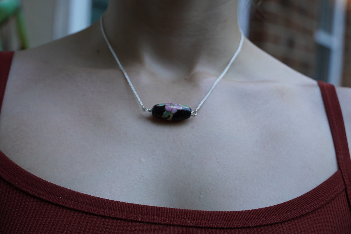 Black Ceramic Sterling Silver Necklace