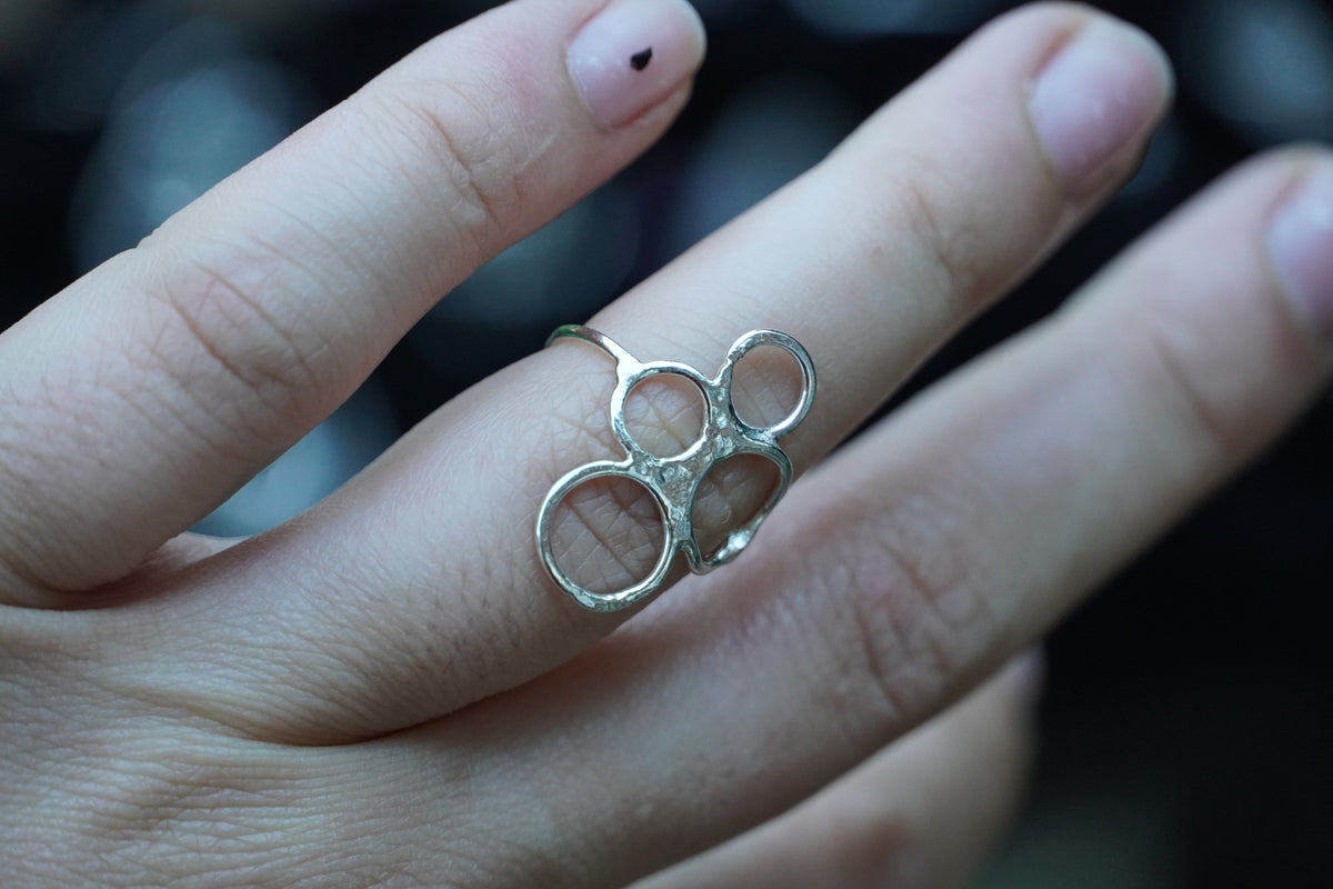 Custom Size Silver Organic Bubble Ring