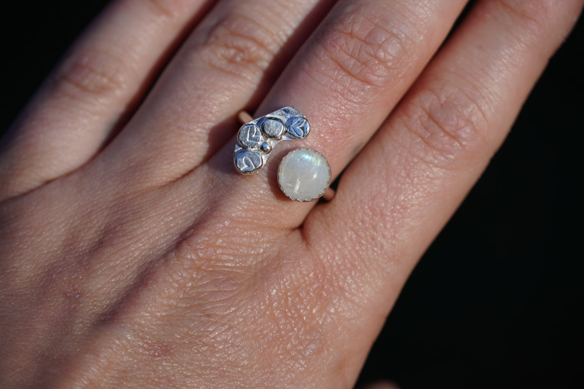 Sterling Silver Moonstone Open Ring