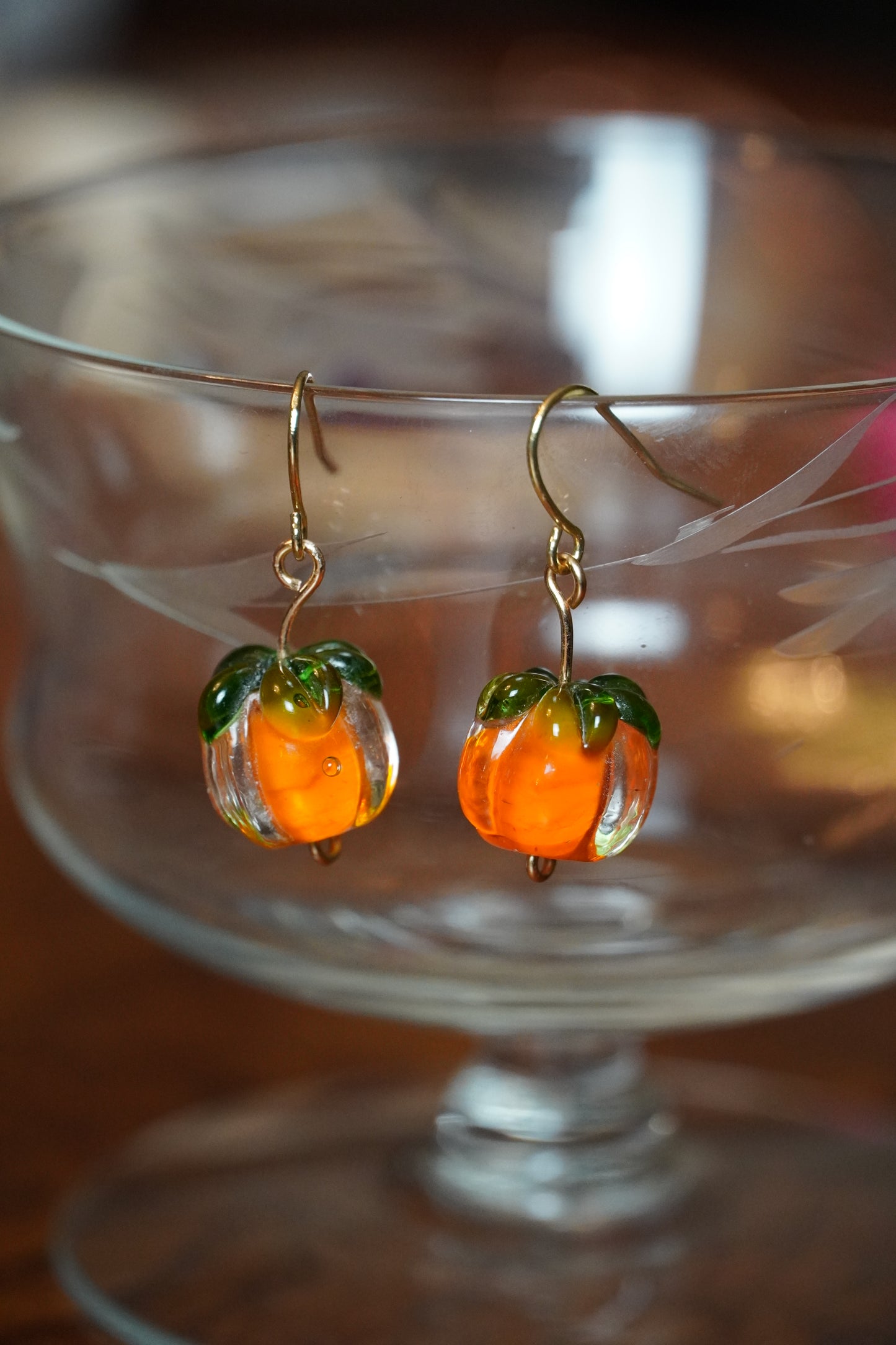 Glass Pumpkin Earrings