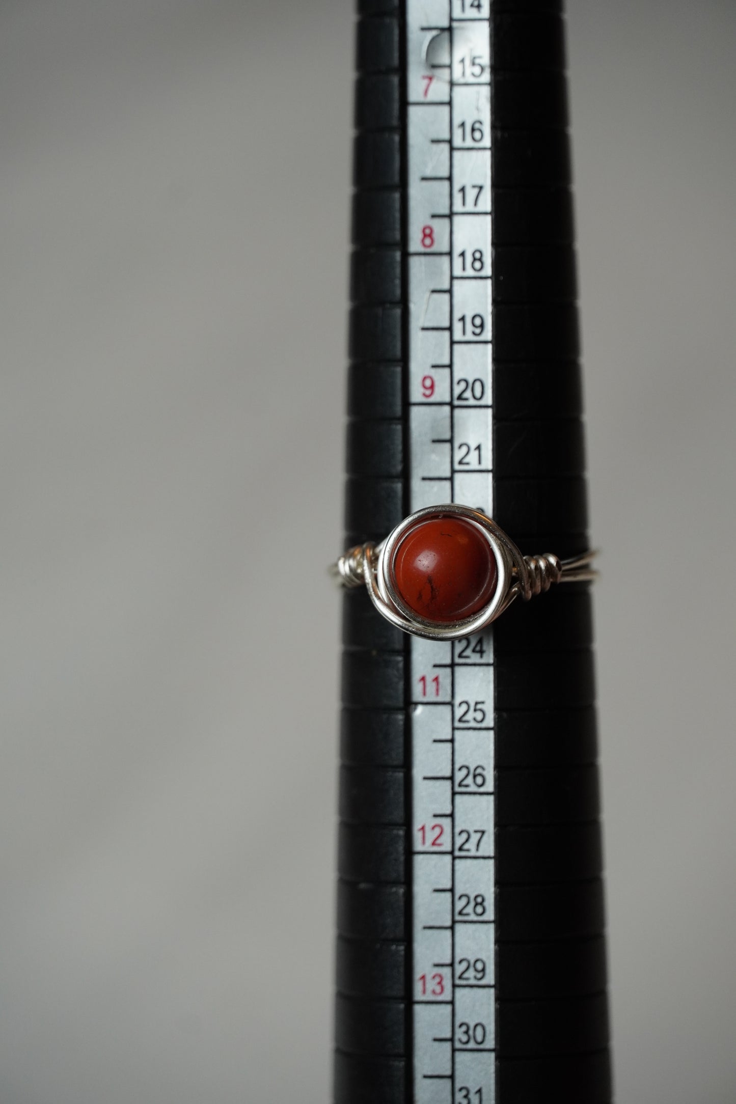 Silver Red Jasper Ring: Size 10.5