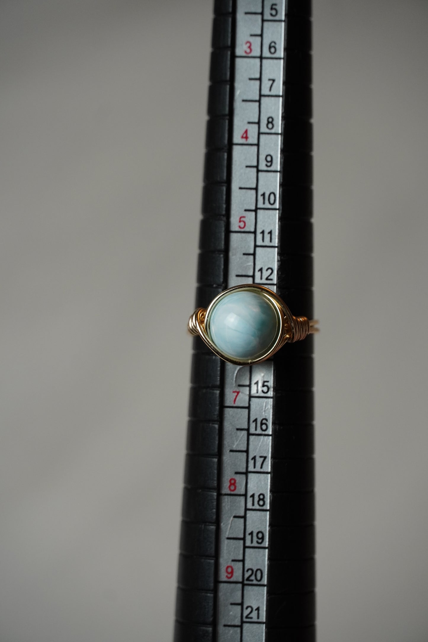 Gold Larimar Ring: Size 6