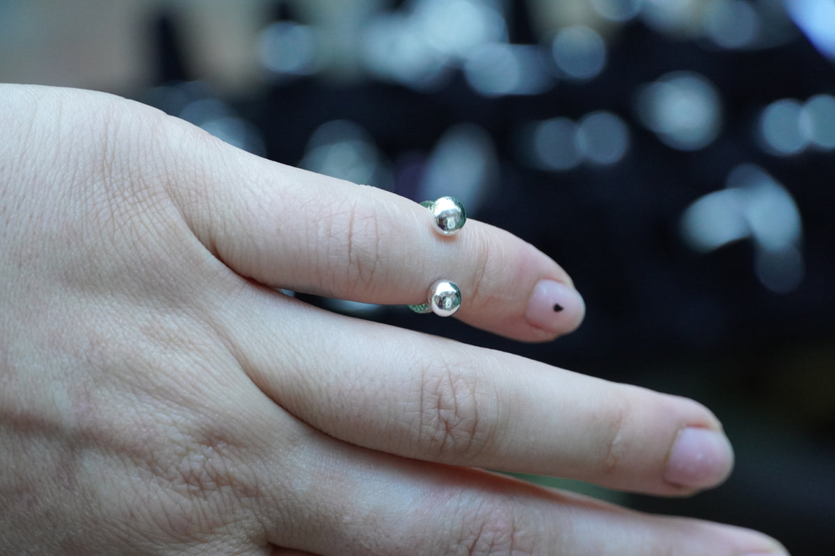 Sterling Silver Organic Orb Ring Patterned Band