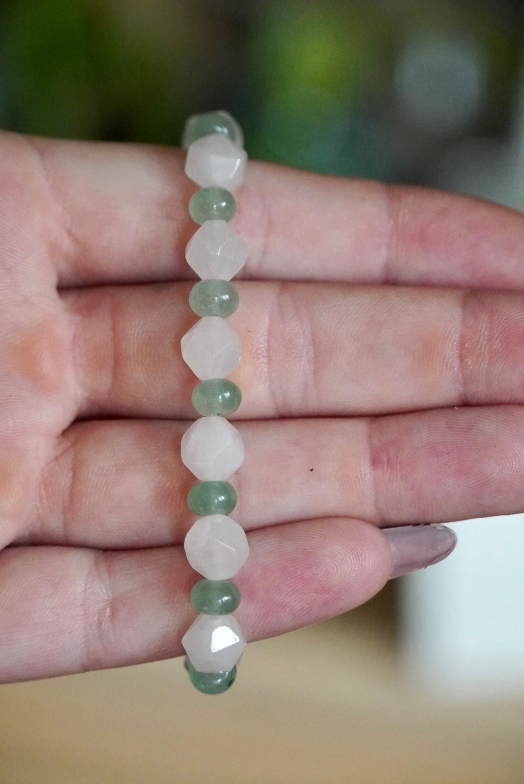 Faceted Rose Quartz & Green Aventurine Bracelet