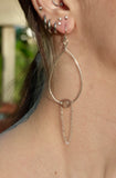 Heart Chain Peach Moonstone Earrings in Sterling Silver
