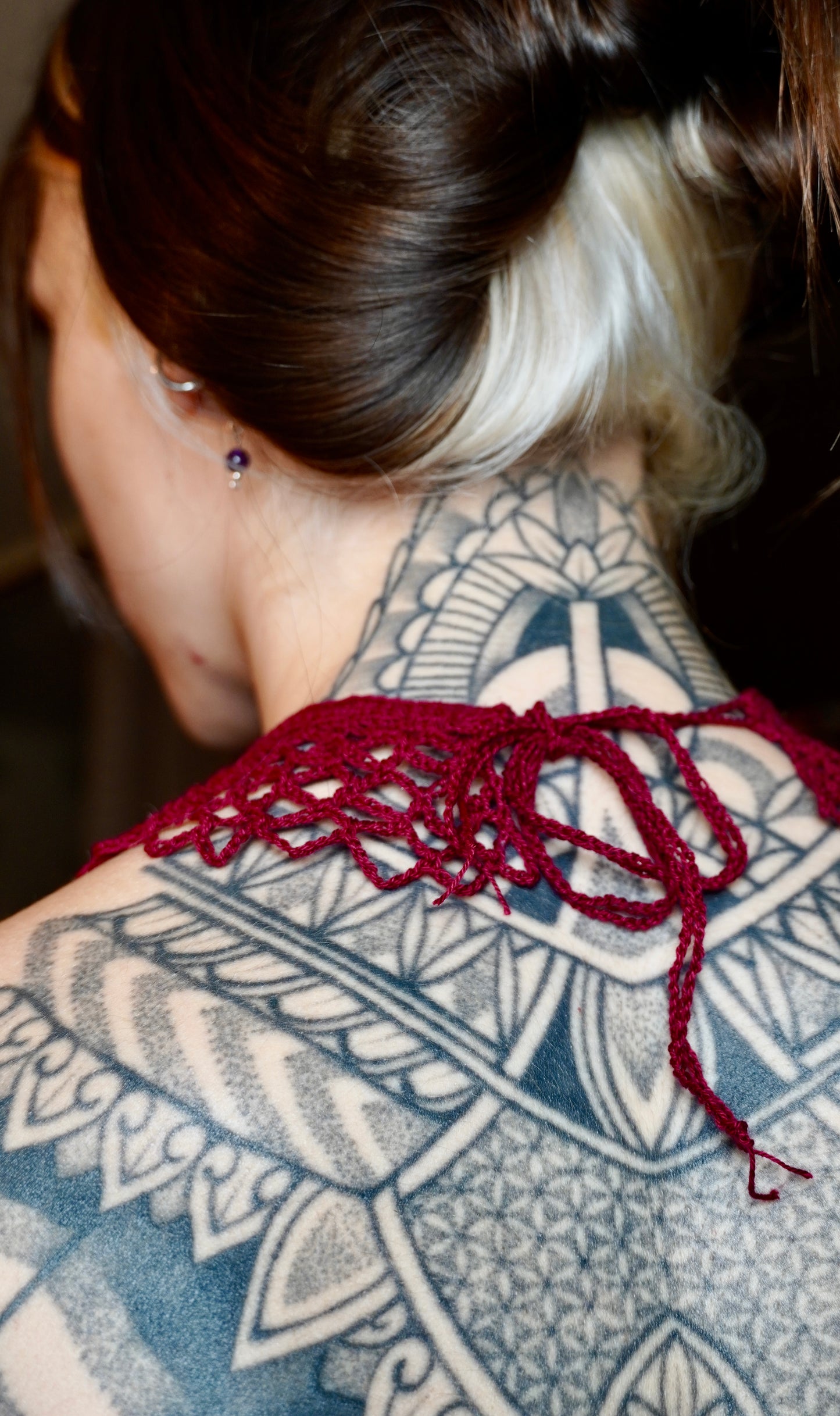 Red Cotton Lace Crocheted Collar