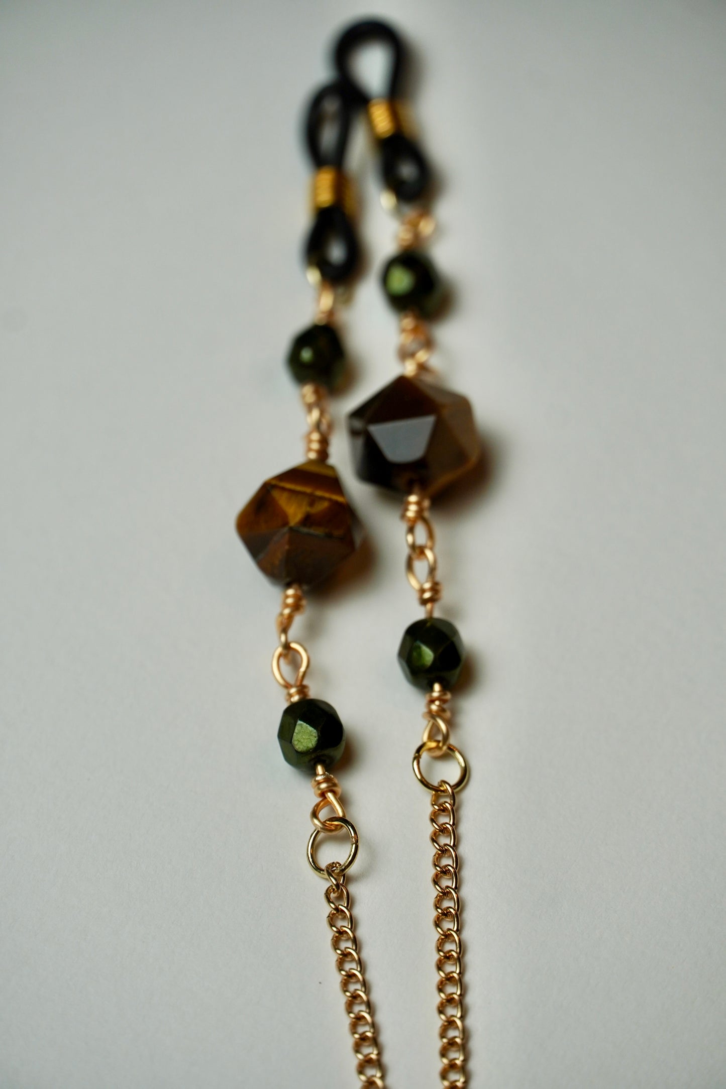 Faceted Tigers Eye Gold Eye Glass Bead Chains