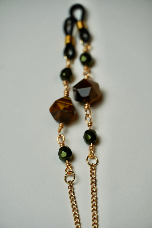 Faceted Tigers Eye Gold Eye Glass Bead Chains