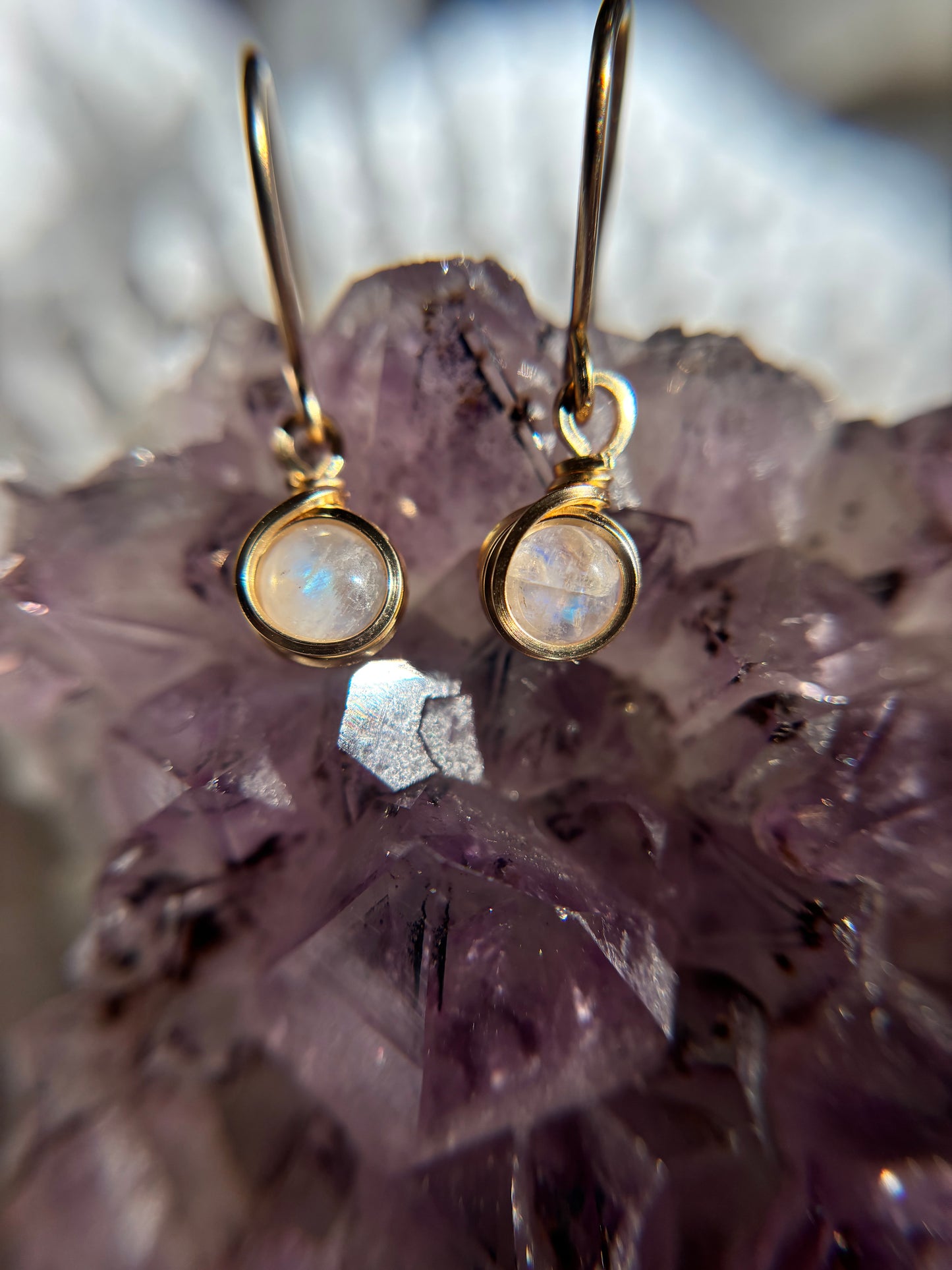 14k Gold Filled Moonstone Earring & Necklace Set