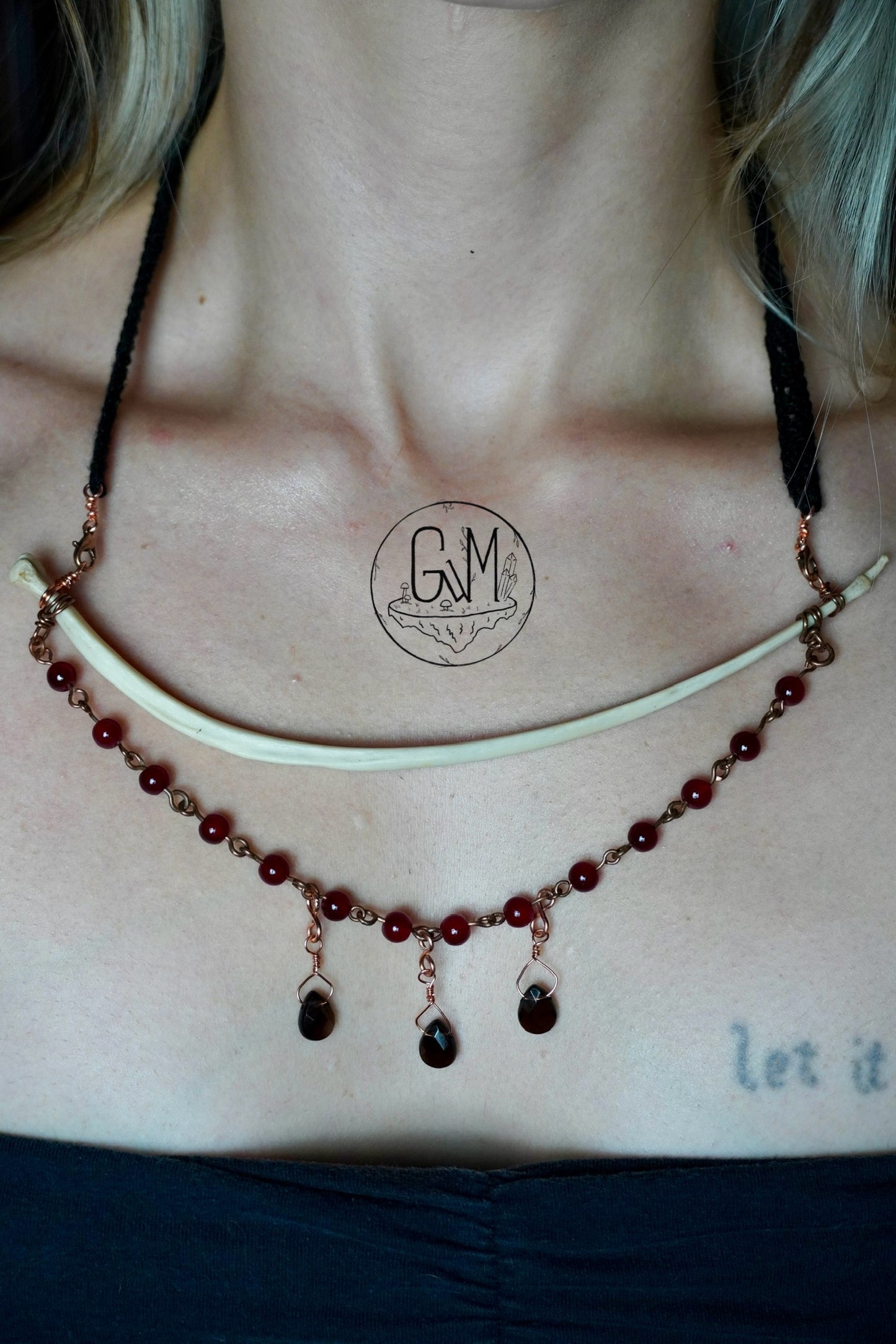 Deer Rib Copper & Crocheted Drop Necklace