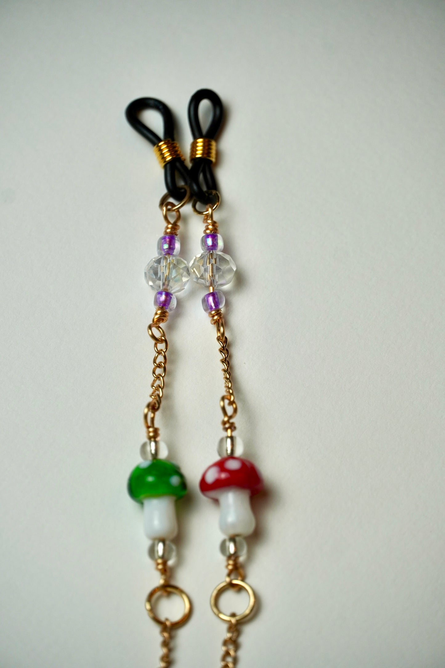 Glass Mushroom Gold Eye Chains