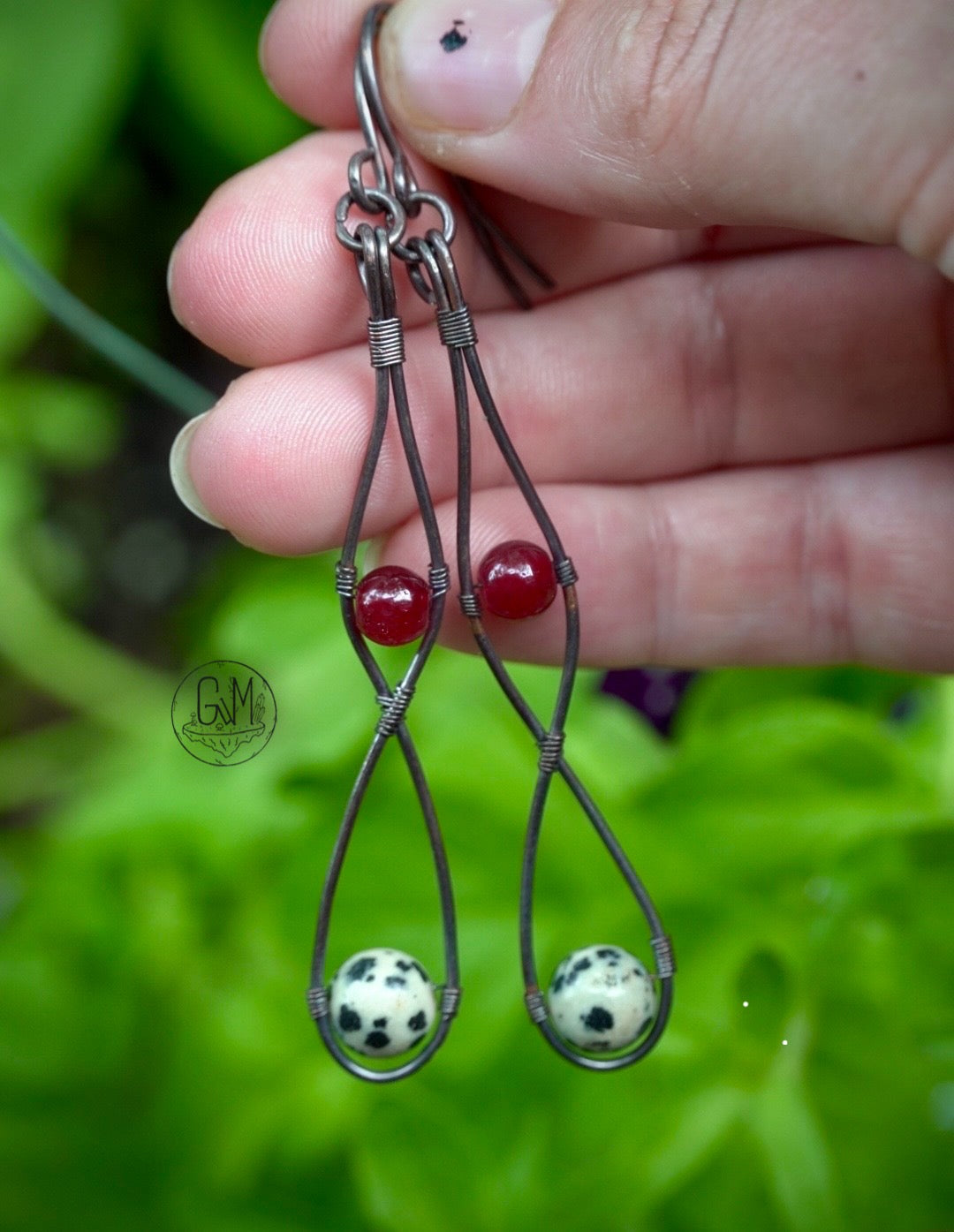 Dalmatian Jasper Copper Earrings