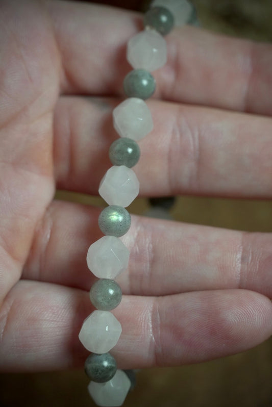 Faceted Rose Quartz & Labradorite Bracelet