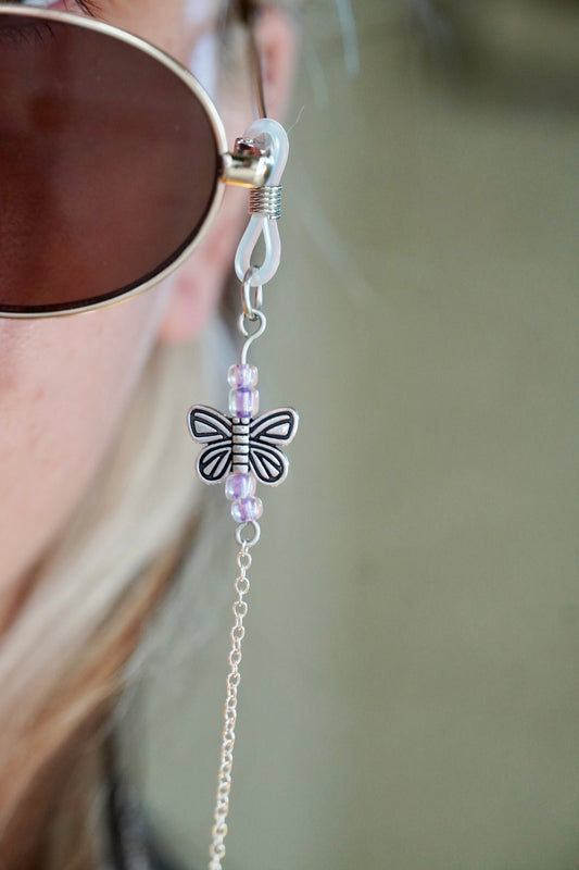 Purple Butterfly Eye Glass Bead Chains