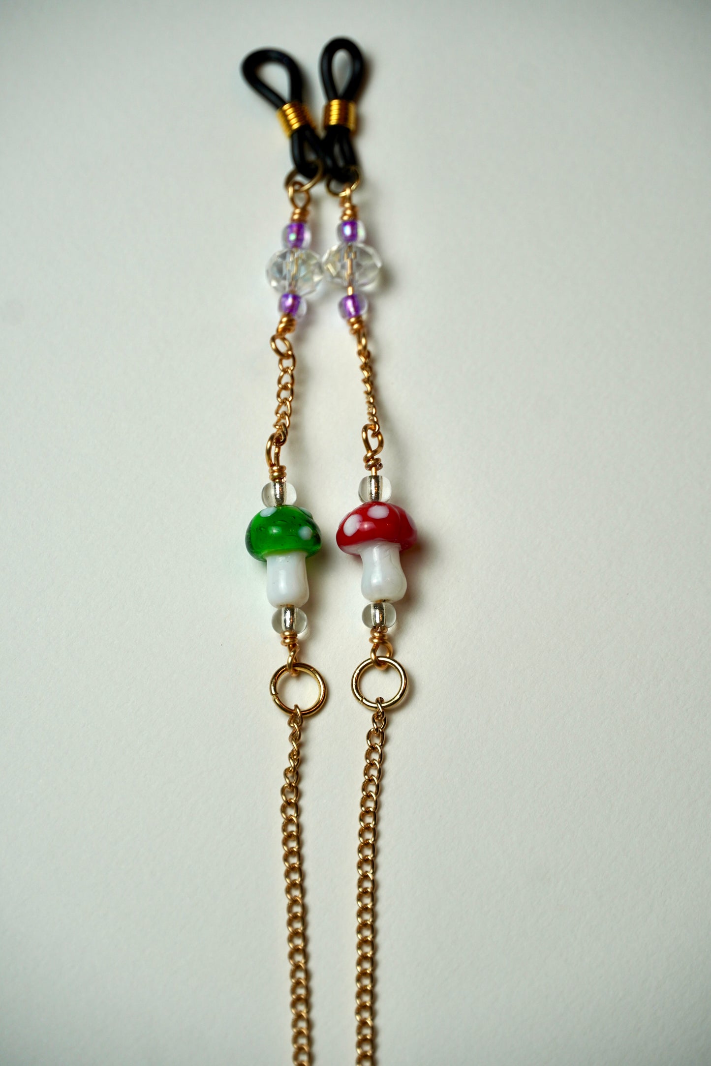 Glass Mushroom Gold Eye Chains