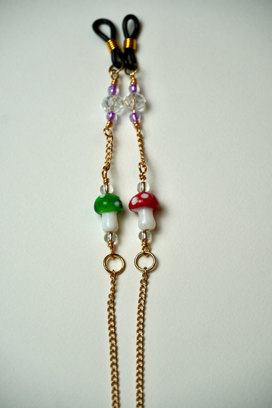 Glass Mushroom Gold Eye Chains