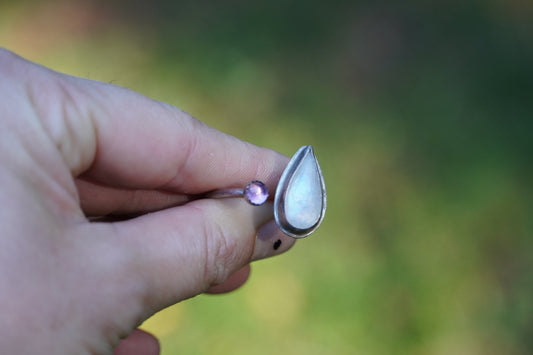 Moonstone & Amethyst Open Ring
