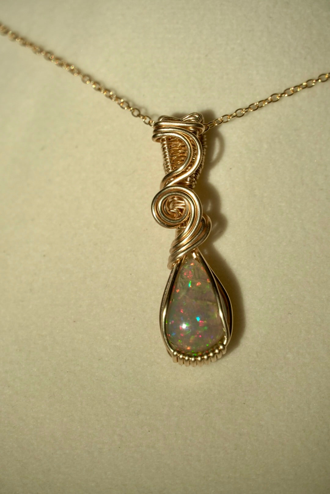 RARE Natural Dark Ethiopian Opal in 14k Gold Filled