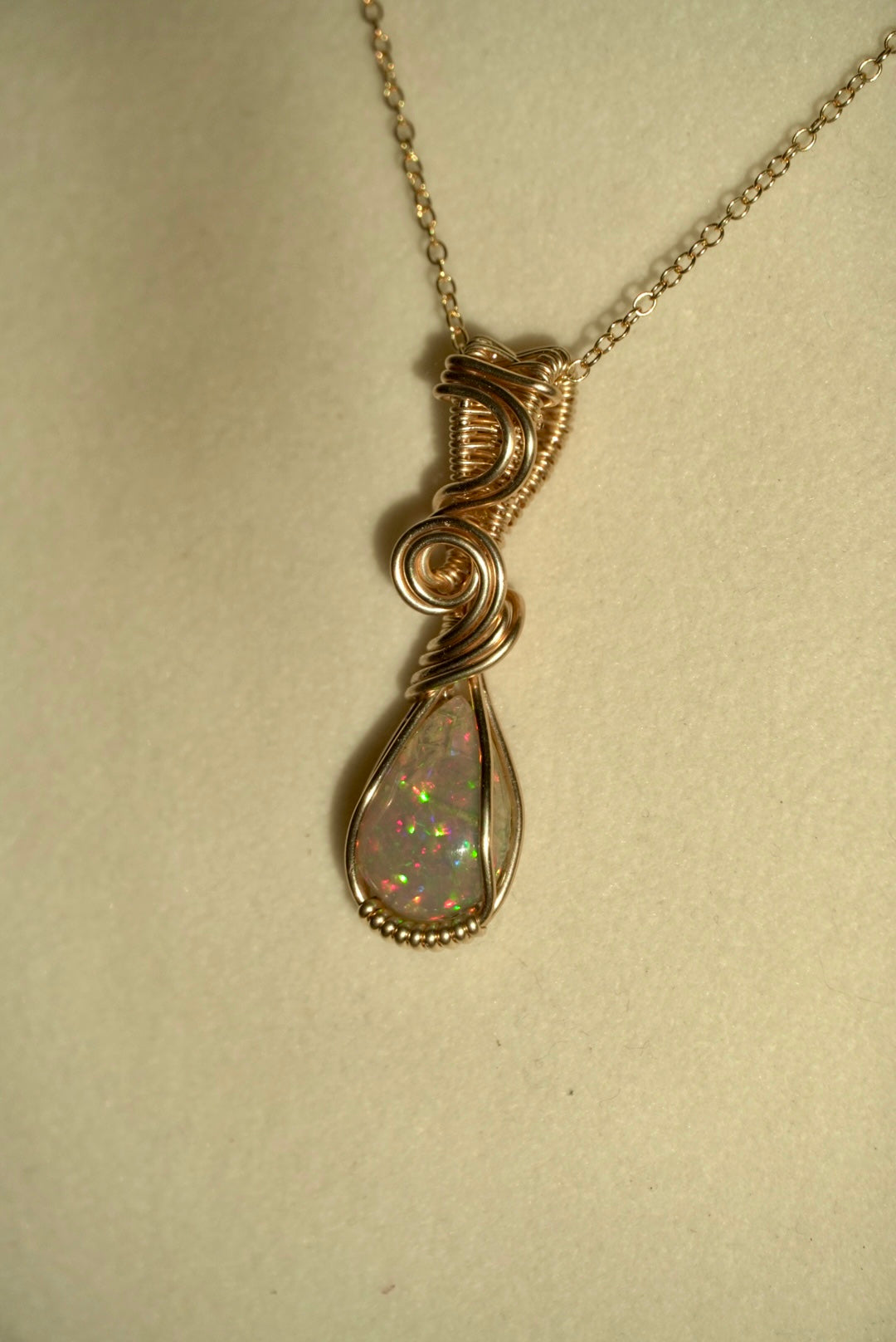 RARE Natural Dark Ethiopian Opal in 14k Gold Filled