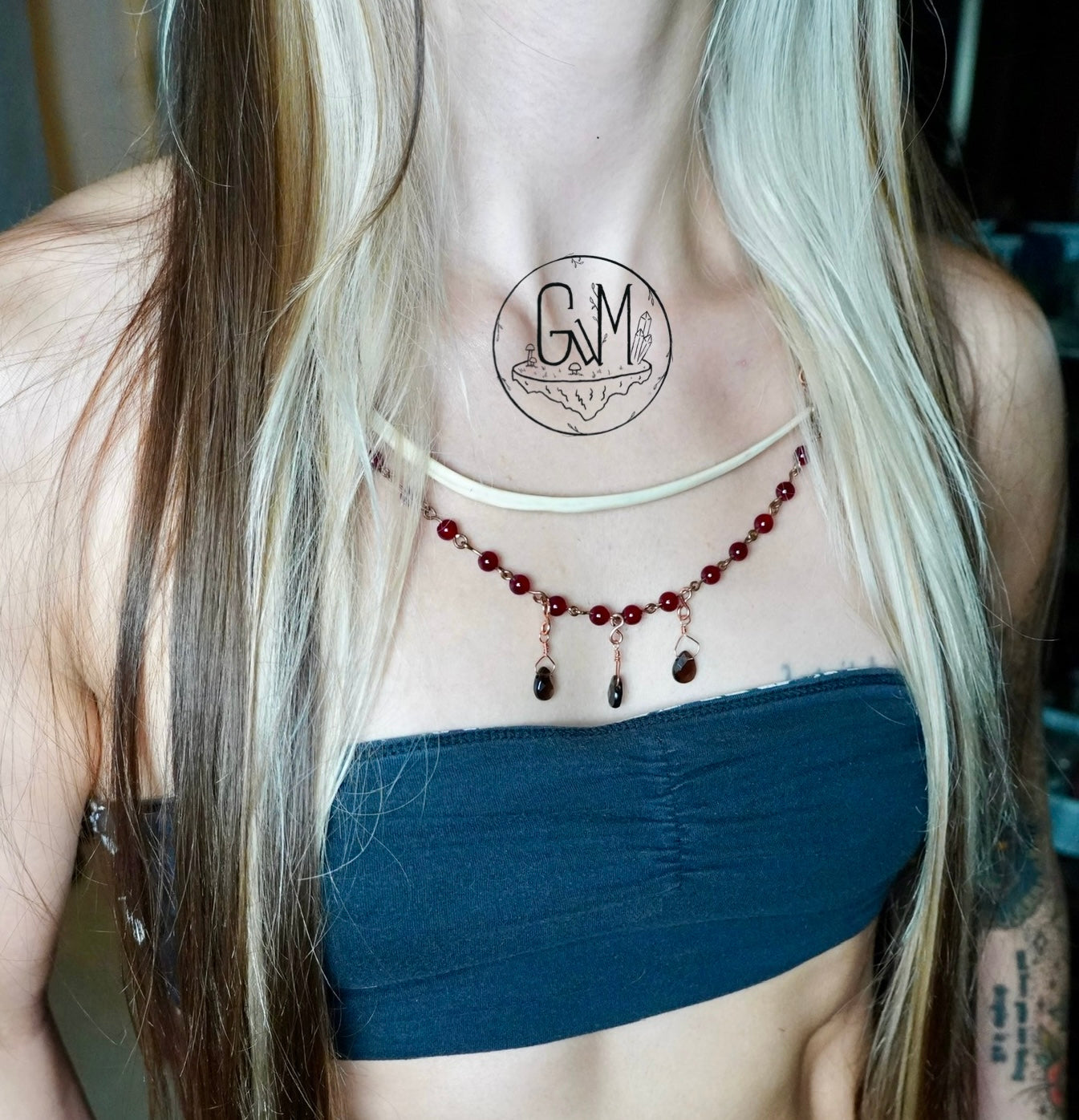 Deer Rib Copper & Crocheted Drop Necklace