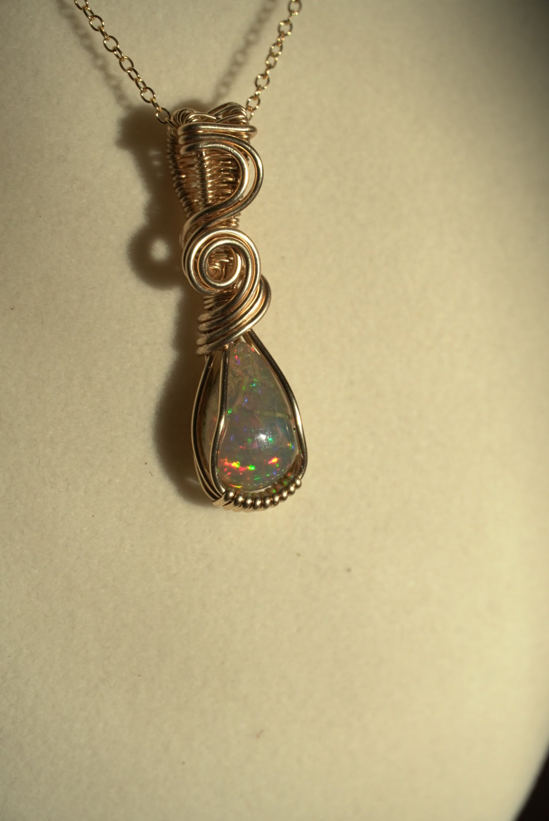 RARE Natural Dark Ethiopian Opal in 14k Gold Filled
