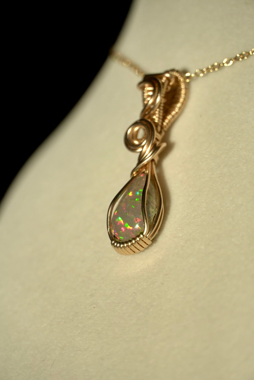 RARE Natural Dark Ethiopian Opal in 14k Gold Filled