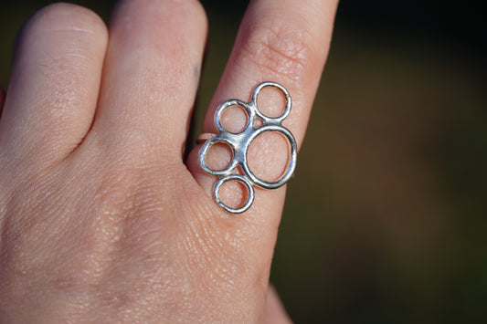 Sterling Silver Organic Bubble Ring Patterned Band