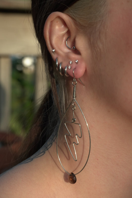 Stainless Steel Lightning Bolt with Faceted Smokey Quartz