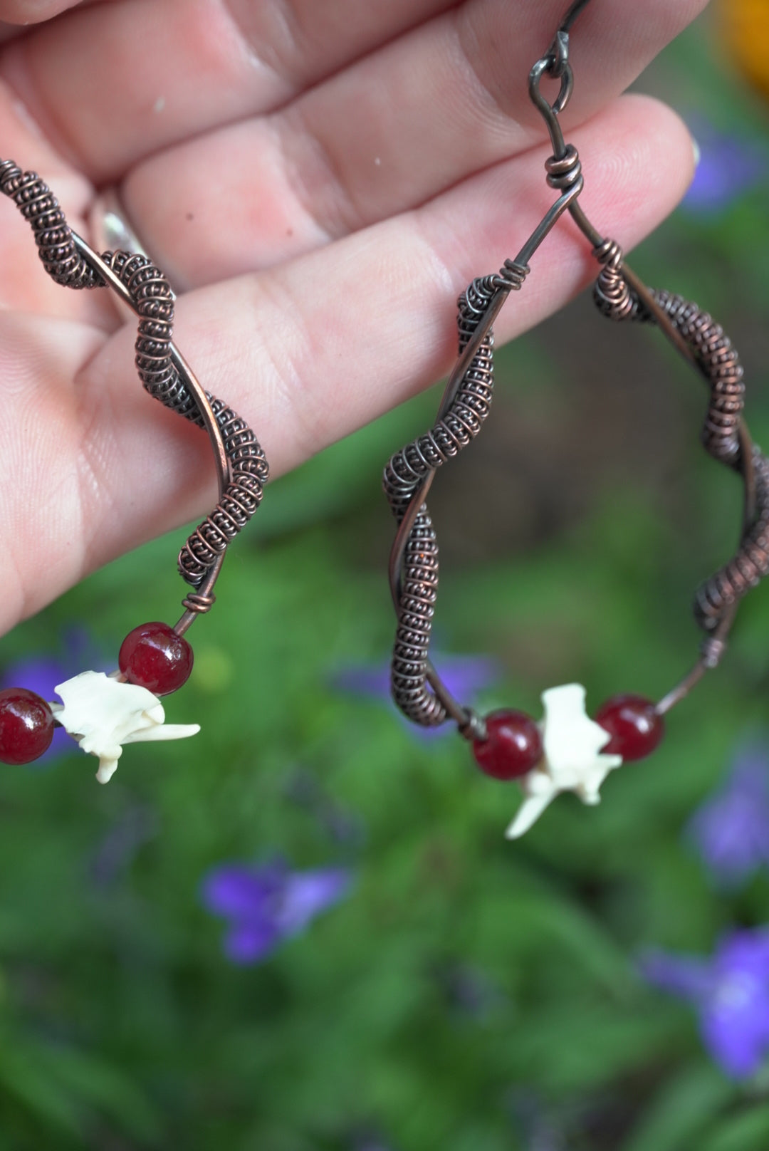 Rattlesnake Spine Copper Coil Earrings