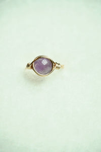 Gold Plated Faceted Amethyst Ring: Size 7.5