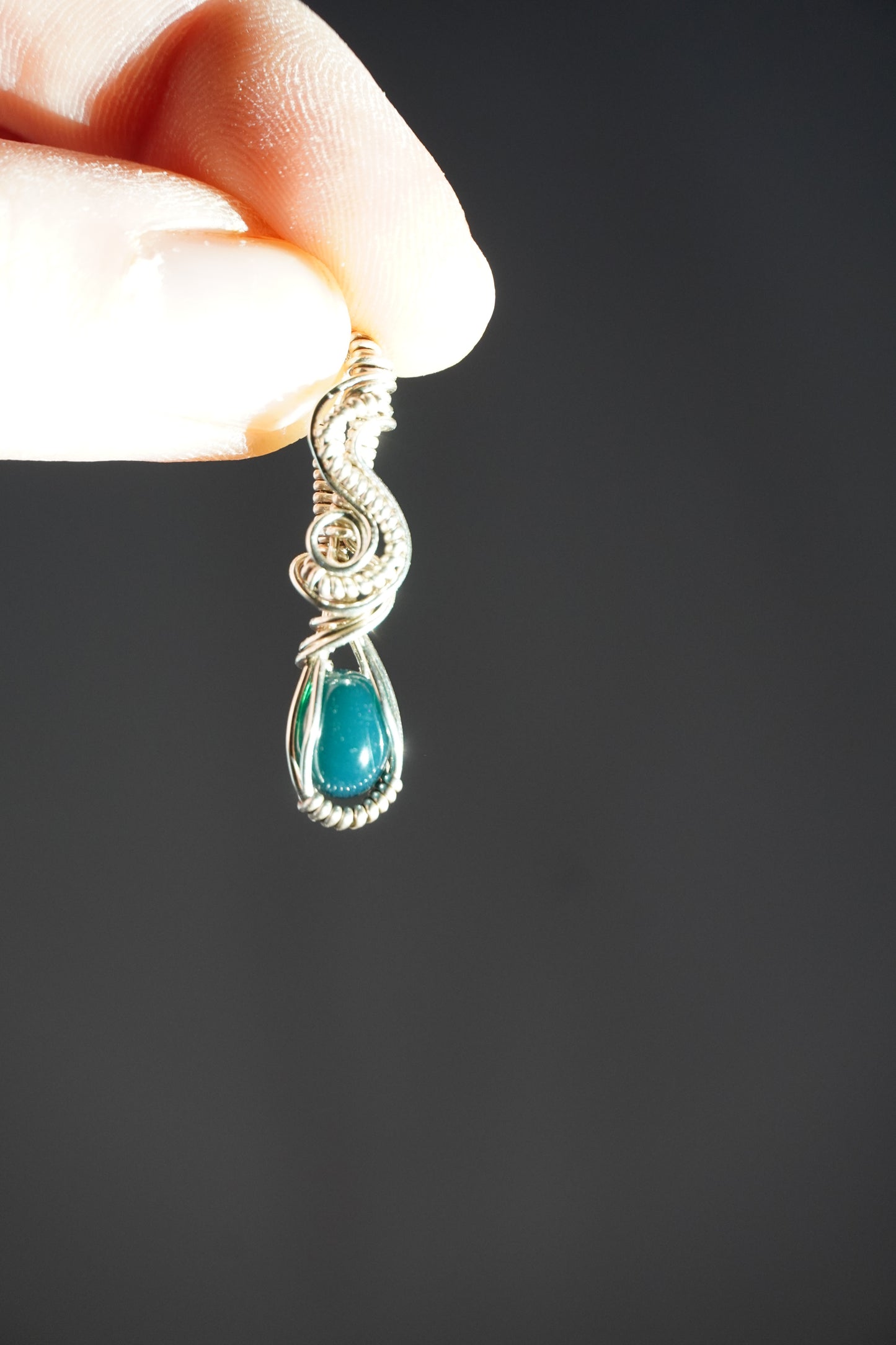 Mini Blue Australian Opal Sterling Silver Pendant