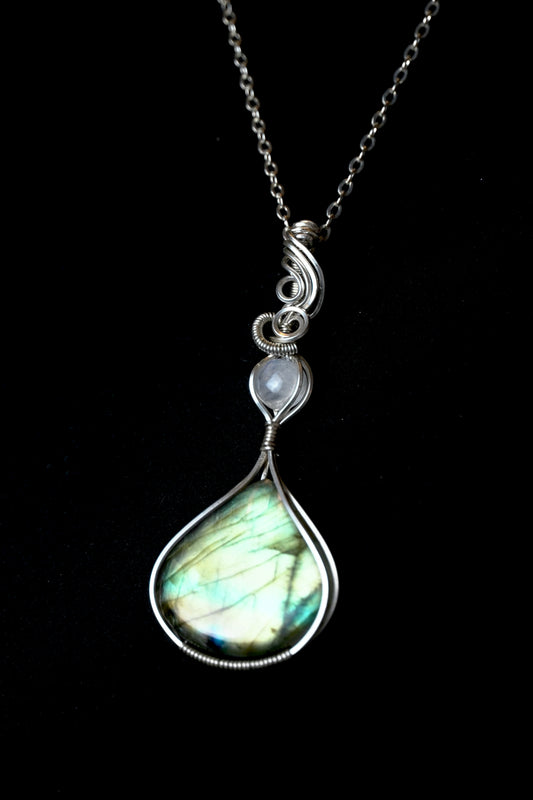 Labradorite & Moonstone Pendant