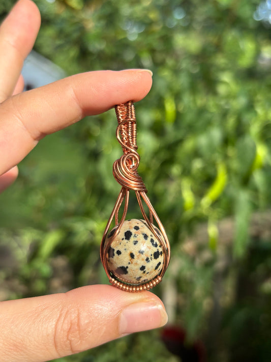 Dalmatian Jasper Spinner Fidgeting Pendant