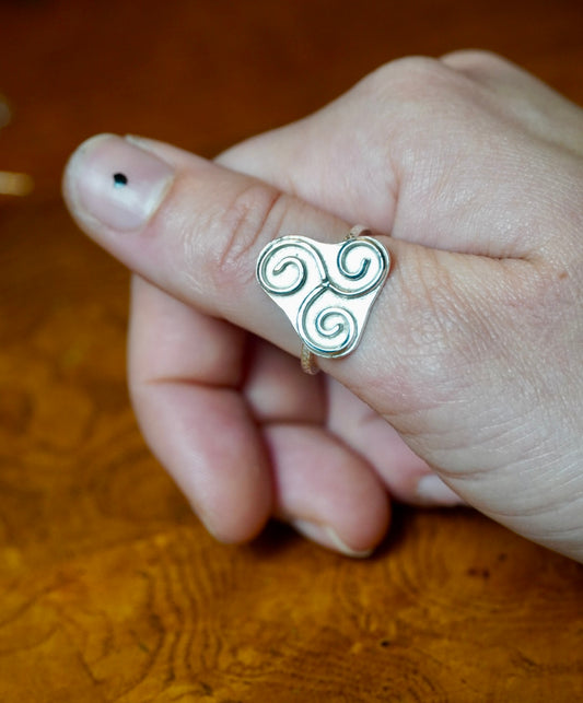 Triskelion Silver Ring