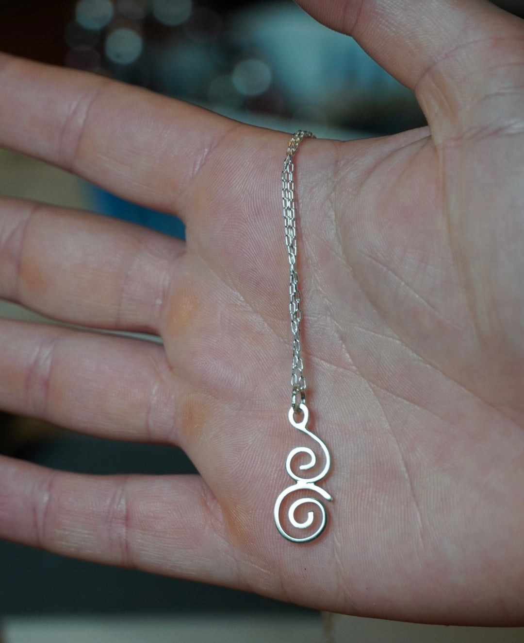 Sterling Silver Double Swirl Necklace