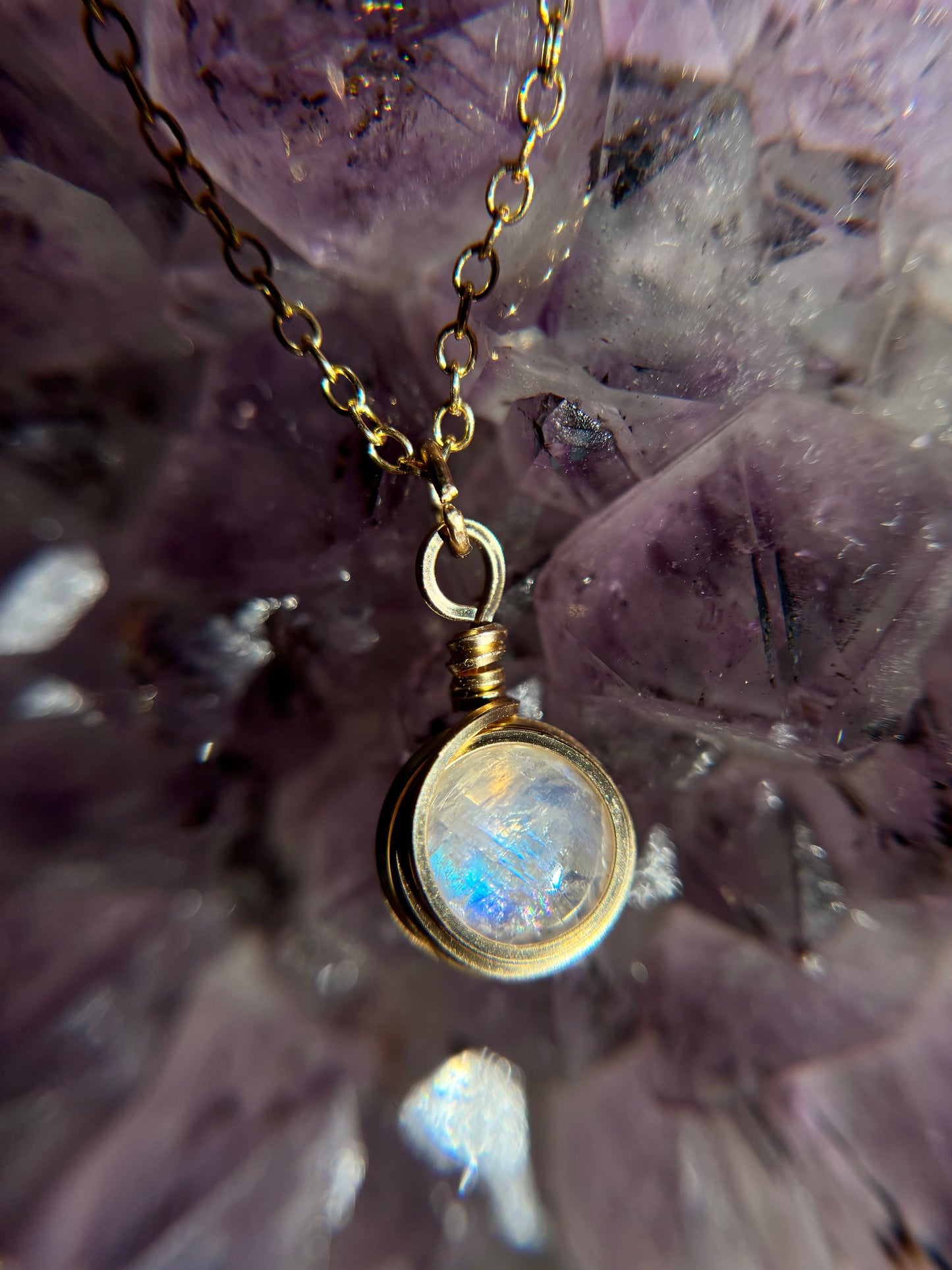 14k Gold Filled Moonstone Earring & Necklace Set