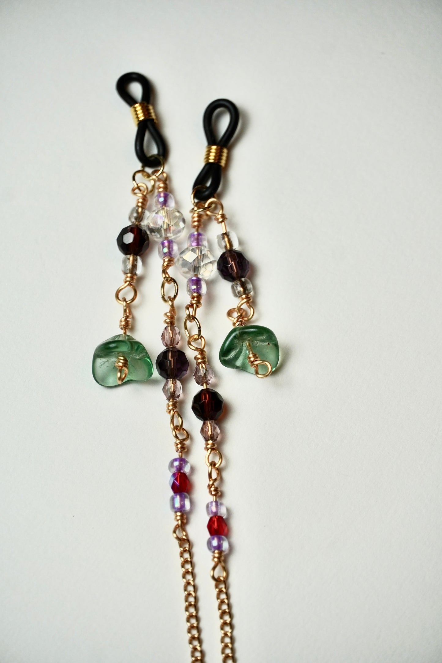 Dangling Flower Gold Eye Glass Bead Chains