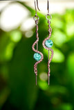Raw Copper Asymmetrical Sea Agate Earrings