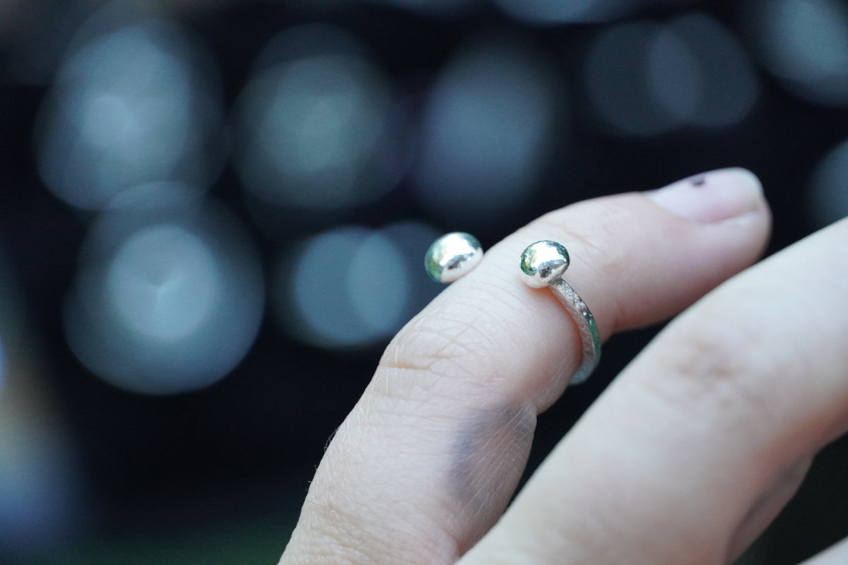 Sterling Silver Organic Orb Ring Patterned Band