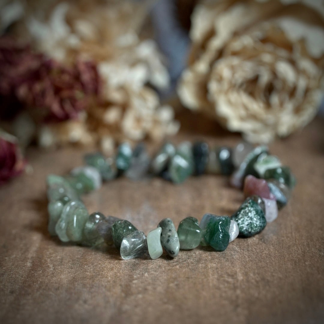 Moss Agate Chip Bracelet