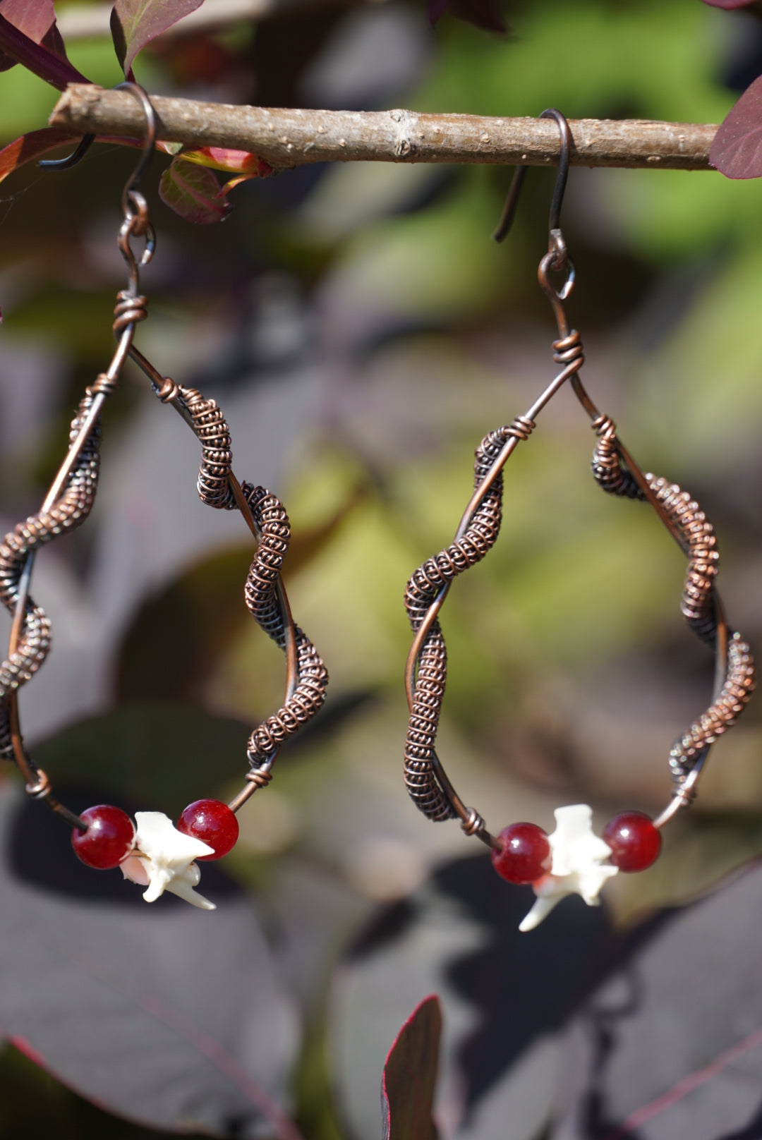 Rattlesnake Spine Copper Coil Earrings