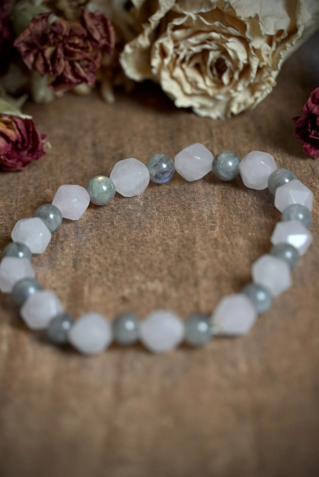Faceted Rose Quartz & Labradorite Bracelet