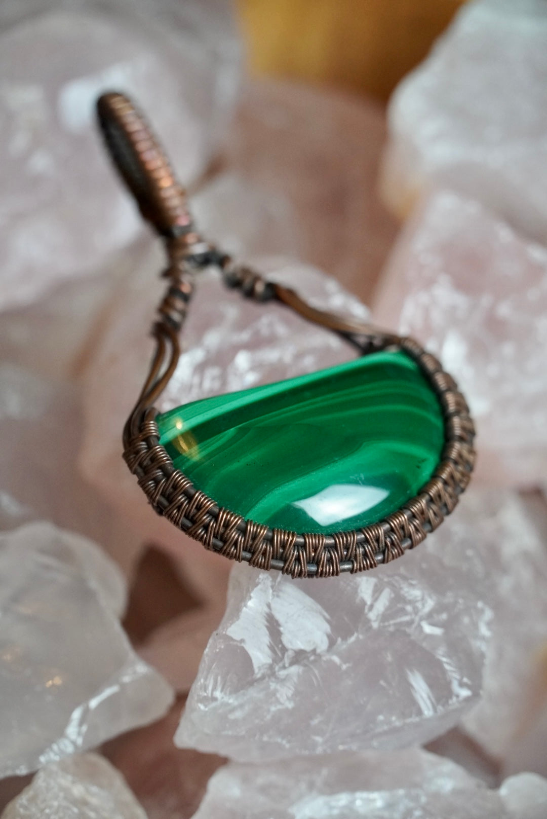 Malachite Moon Copper Pendant